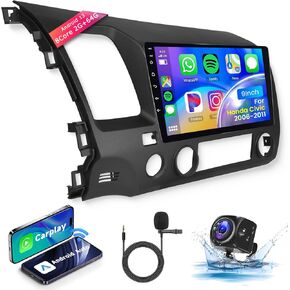 Car Stereo for Honda Civic 2006-2011 Wireless Carplay Android Auto,【8Core 2+64G】 9“ 1280X720P IPS Touch Screen Radio,Android/GPS/WiFi/32EQ 𝐃𝐒𝐏/59UI/Bluetooth5.0/SWC/Backup Camera Car Radio