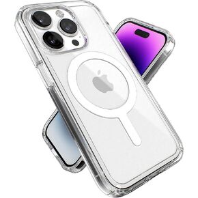 Speck Clear iPhone 14 Pro Case - Slim, Built for MagSafe, Scratch Resistant & Drop Protection Clear Phone Case - Anti-Yellowing - 6.1 inch iPhone 14 Pro Case - Dual Layer - GemShell