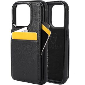 Vaultskin Eton Wallet Case for iPhone 16 Pro Max, Premium Italian Leather Case with Card Holder and Magnetic Closure, Ultra-Slim, Stylish Bumper for Everyday Carry (Black) in Kuwait