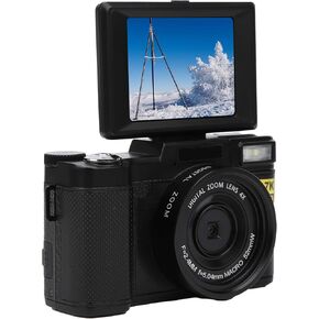 Goshyda Digital Camera ، شاشة USB 3 بوصة عالية الدقة من شاشة LCD 180 درجة 2.7K 48 ميجابكسل دردشة الفيديو الكاميرا الرقمية ، لنظام التشغيل Windows ، لنظام OS X
