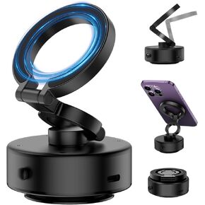 Electric Vacuum Magnetic Suction Phone Mount, 360 Rotatable Car Magnetic Phone Holder, Vacuum Suction Phone Holder for Car, Universal Magnetic Car Mount for Smooth Surface(Silver Upgraded)