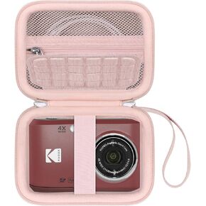 Canboc Carrying Case for Kodak PIXPRO FZ45/ FZ55 16MP Digital Camera, FZ45 Video Vlogging Camera Bag, Mesh Pocket fit Cable, SD Card, Pink (Case Only)