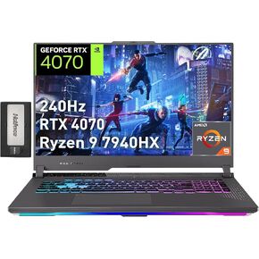 ASUS ROG Strix G17 Gaming Laptop, 17.3" QHD 240Hz Display, AMD Ryzen 9 7940HX, GeForce RTX 4070, 32GB DDR5, 2TB SSD, RGB Backlit Keyboard, Wi-Fi 6E, Win 11 Pro, Gray, 256GB Docking Station Set
