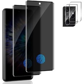 [2+2 Pack] Galaxy S21 Ultra Privacy Screen Protector and Camera Lens Protector, Easy To Install, 9H Hardness, Anti-Spy, Oil Proof, Support Fingerprint Unlock, for Samsung Galaxy S21 Ultra 6.8 Inch