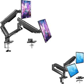 Dual Monitor Mount for 13-32 inch Screens+MOUNTUP Dual Monitor Stand for Desk, 13-32 Inch Screens, VESA 75x75 100x100 with C-clamp& Grommet, Black