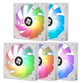 5 Pack TL-C12CW-S CPU Fan 120mm White ARGB Case Cooler, 4pin PWM Silent Computer Fan with S-FDB Bearing Included, up to 1550RPM Cooling （5 Quantities）