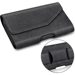 Phone Holster for Men Belt with Card Holder Compatible with iPhone 16/15/14/13/12 Pro and Non-Pro, Samsung Galaxy S25 S24 S23 S22 S21, Black Grey – L