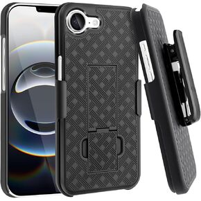 Fingic for iPhone 16e Case with Belt Clip Holster Case Slim Combo Shell with Kickstand Swivel Holster Rugged Shockproof Antiscratch Fullbody Protective Case for iPhone 16E 4th Gen,6.1 inch,2025,Black