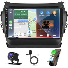 9" Android 13 Car Stereo for Hyundai IX45 Santa FE 2013-2018 HD Touch Screen Double Din Car Audio Receiver w/Wireless Carplay Android Auto GPS Navigation Bluetooth WiFi SWC Backup Camera Mic, 2+32G