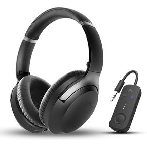 Avantree Relay & Aria 3, Bundle - Airplane Bluetooth 5.3 Adapter and Active Noise-Cancelling Headphones for Airplane Travel, ANC & Ambient Mode, Spacious & Comfortable Earpads, 55hr Playtime