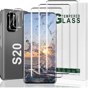 3+2 حزمة حزمة Galaxy S20 شاشة واقي عدسة الكاميرا ، والزجاج المقاوم للصلابة 9H ， تركيب الخدش ، سهلة ، إلغاء تأمين بصمات الأصابع ، من أجل Samsung Galaxy S20 6.2 Inch