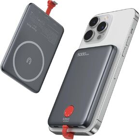 Magnetic Portable Charger 5000mah PD 20W, Ultra Slim Power Bank Battery Pack with USB C Portable Phone Charger Card, Mini Power Bank Fast Charging Small Travel Chargers for iPhone 16-12, Samsung