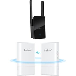 BrosTrend 5GHz Wireless Bridge, 1KM WiFi Bridge, Long Range Point to Point Outdoor CPE for PtP & PtMP + AX3000 WiFi 6 Range Extender Booster w/Gigabit Port, WiFi Repeater Dual Band, Repetidor WiFi 6