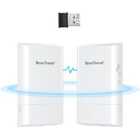BrosTrend 5GHz 867Mbps Wireless Bridge, 1KM WiFi Bridge, Long Range Point to Point Outdoor CPE, IP65 + AX300 Linux WiFi 6 USB Adapter, 2.4GHz Only Nano Linux WiFi Adapter for Ubuntu, Mint, Debian etc.