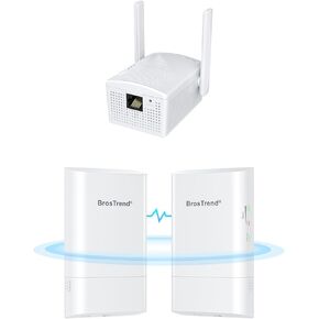 BrosTrend 5GHz 867Mbps Wireless Bridge, 1KM WiFi Bridge Long Range Point to Point Outdoor CPE for PtP PtMP, IP65 + AC1200 WiFi to Ethernet Adapter Dual Band Universal Wireless Bridge for Printer TV...