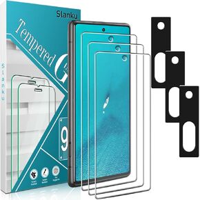 Slanku [3+3 Pack Screen Protector for Google Pixel 7 Tempered Glass with Camera Lens Protector, Support Fingerprint Reader, No-Bubbles, Anti Scratches