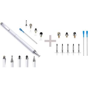 Penyeah 4-in-1 Multi Tips White Stylus Pens for Touch Screens Bundle with Its Whole Set Accessoies Include Blue Refills