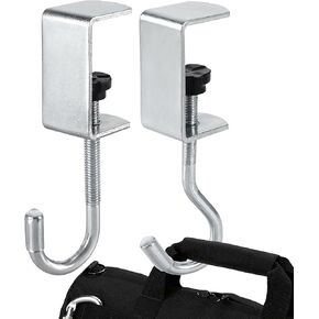 2 Pieces Desk Mount Bag Holder Hook Clamp Stand up Desk Store Clamp-On Under Desk Headphone Hanger Backpack Handbag and Purse Holder Cable Clip Organizer for Table Desk Under Counter