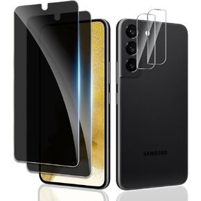 [2+2 Pack] Privacy Screen Protector for Samsung Galaxy S22 5G, Anti-Spy Shatterproof Tempered Glass with Camera Lens Tempered Glass 9H Hardness Bubble Free Anti-Glare Case Friendly