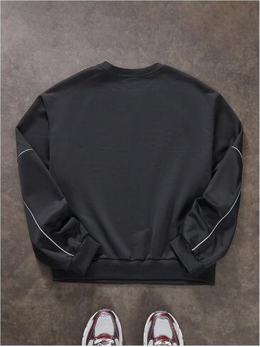 Men's Crewneck Oversized Sweatshirts Color Block Long Sleeve Oversized Pullover Top in Kuwait