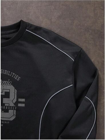 Men's Crewneck Oversized Sweatshirts Color Block Long Sleeve Oversized Pullover Top in Kuwait