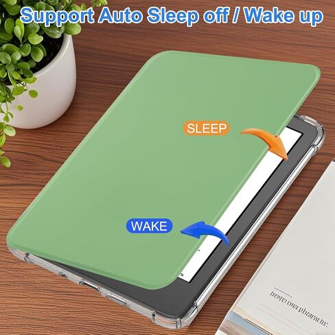 HGWALP Case for 6" Kindle (11th Generation-2024/2022 Release), Ultra Clear Soft Flexible Transparent TPU Back Cover Light Shell with Auto Wake/Sleep for Kindle 2024/2022 11th Gen.,Matcha Green in Kuwait
