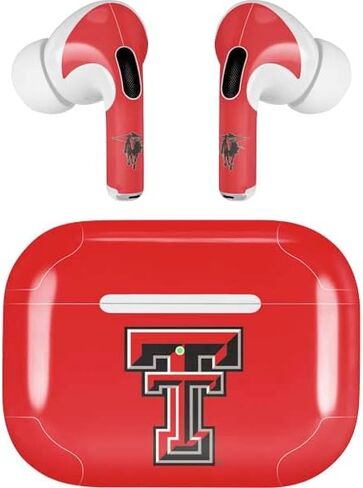 غلاف صوتي من Skinit متوافق مع Apple AirPods Pro (الجيل الثاني، 2022) - تصميم شعار Red Raiders مرخص رسميًا in Kuwait
