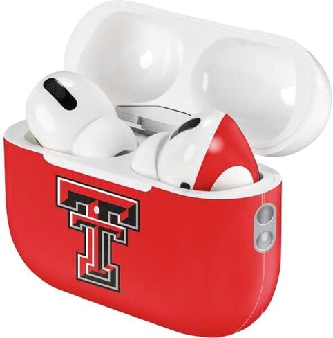 غلاف صوتي من Skinit متوافق مع Apple AirPods Pro (الجيل الثاني، 2022) - تصميم شعار Red Raiders مرخص رسميًا in Kuwait