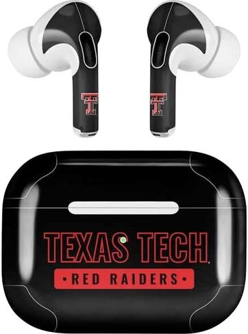 غلاف صوتي من Skinit متوافق مع Apple AirPods Pro (الجيل الثاني، 2022) - تصميم شعار Red Raiders مرخص رسميًا in Kuwait