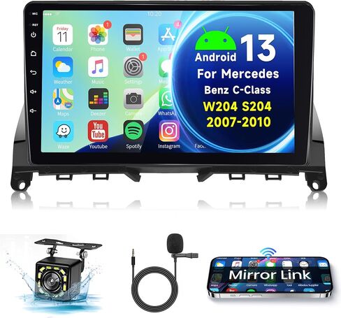 6G+128G 8 Core Android 13 Car Stereo Radio Carplay DSP-36 for Mercedes Benz C-Class C180 C200 C230 C250 C300 C350 W204 S204 2006-2011, Rimoody 9'' Touchscreen 59-UI Themes Camera GPS WiFi FM/RDS in Saudi Arabia