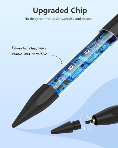 Pencil for iPad 2024-2018, Pen for iPad with 12Hr Usage, Palm Rejection, Tilt Sensitivity, Stylus Pen for iPad 10/9/8/7/6, iPad Pro 12.9"/11"/13" M4, iPad Mini 6/5, iPad Air 5/4/3/11"-13" M2 in Kuwait