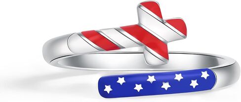 American Flag Ring Red White And Blue Accessories Patriotic Rings for Women in Kuwait