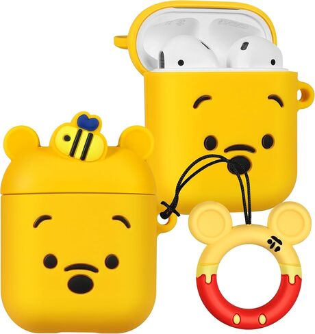 BOARETIU for AirPods 2/1 CASE - CUTE KAWAII RED BOW مع سلسلة مفاتيح لغطاء AirPods Cover Cover Funny 3D SILICONE FUN in Kuwait