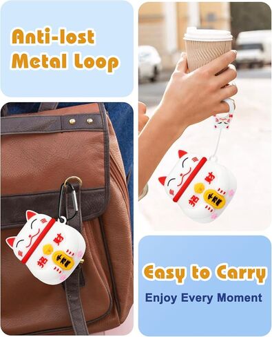 BOARETIU for AirPods 2/1 CASE - CUTE KAWAII RED BOW مع سلسلة مفاتيح لغطاء AirPods Cover Cover Funny 3D SILICONE FUN in Kuwait