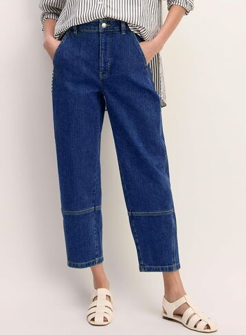 EVALESS Barrel Jeans for Women High Waisted Wide Leg Cropped Denim Pants Baggy Boyfriend Jean in Kuwait