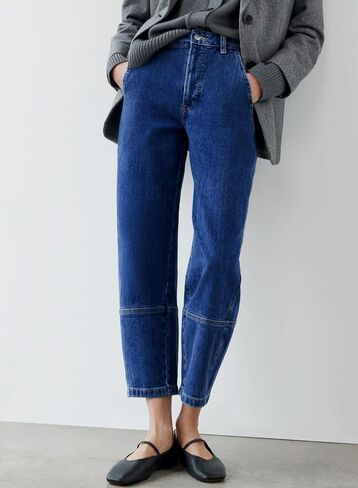 EVALESS Barrel Jeans for Women High Waisted Wide Leg Cropped Denim Pants Baggy Boyfriend Jean in Kuwait