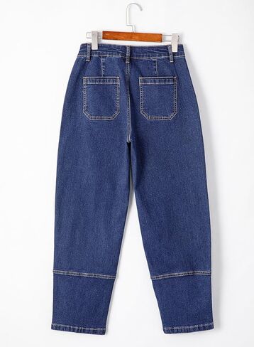 EVALESS Barrel Jeans for Women High Waisted Wide Leg Cropped Denim Pants Baggy Boyfriend Jean in Kuwait