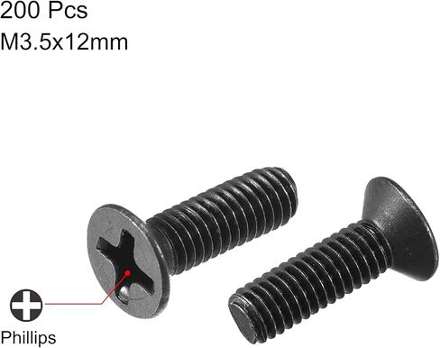 uxcell M3 x 30mm Phillips Screw Fastener Black for Laptop PC TV Fan Switch 200pcs in Kuwait