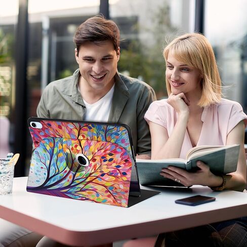 حافظة لجهاز iPad 10th Gen 10.9 بوصة - حامل دوار مع عرض متعدد الزوايا، تنبيه/غفو تلقائي، لجهاز iPad 10.9 بوصة، شجرة ملونة in Kuwait