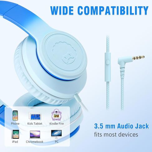 rockpapa L22 Foldable Wired Headphones for Kids Girls Boys with Microphone in Kuwait