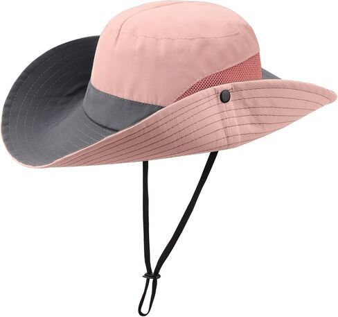 DRESHOW Women Sun Hat Outdoor UV Protection Hat Foldable Mesh Wide Brim Fishing Ponytail Beach Bucket Hats in Saudi Arabia