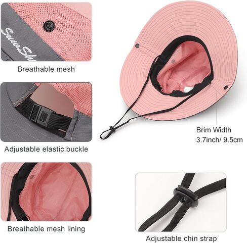 DRESHOW Women Sun Hat Outdoor UV Protection Hat Foldable Mesh Wide Brim Fishing Ponytail Beach Bucket Hats in Saudi Arabia