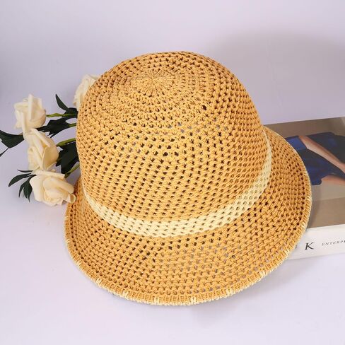 MILAKOO Crochet Bucket Hat for Women Elegant Floppy Hollow Knitted Handmade Hat Summer Breathable Cap in Saudi Arabia