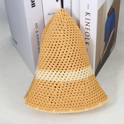 MILAKOO Crochet Bucket Hat for Women Elegant Floppy Hollow Knitted Handmade Hat Summer Breathable Cap in Saudi Arabia