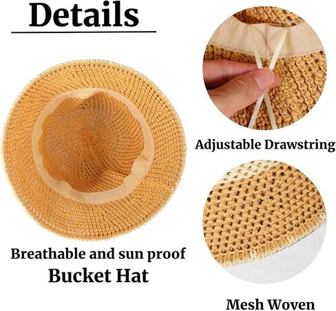 MILAKOO Crochet Bucket Hat for Women Elegant Floppy Hollow Knitted Handmade Hat Summer Breathable Cap in Saudi Arabia