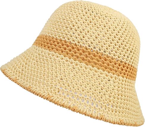 MILAKOO Crochet Bucket Hat for Women Elegant Floppy Hollow Knitted Handmade Hat Summer Breathable Cap in Saudi Arabia