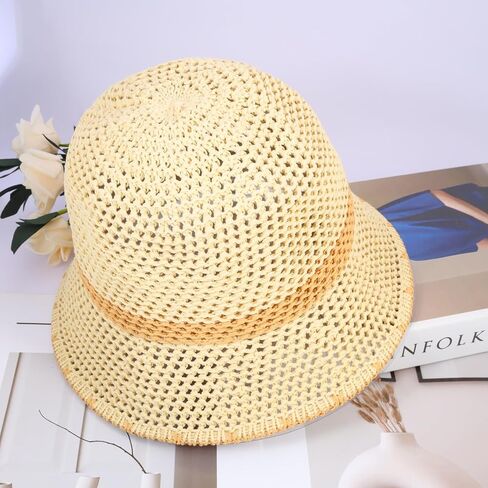 MILAKOO Crochet Bucket Hat for Women Elegant Floppy Hollow Knitted Handmade Hat Summer Breathable Cap in Saudi Arabia