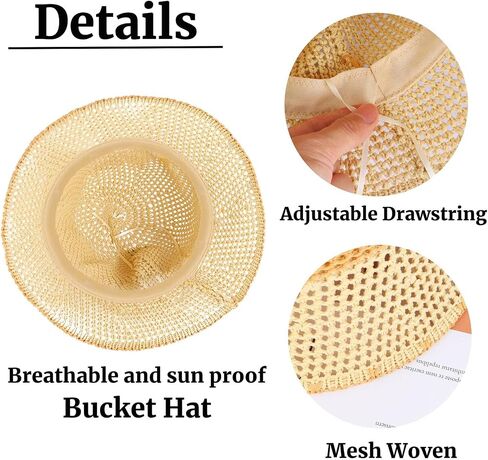 MILAKOO Crochet Bucket Hat for Women Elegant Floppy Hollow Knitted Handmade Hat Summer Breathable Cap in Saudi Arabia