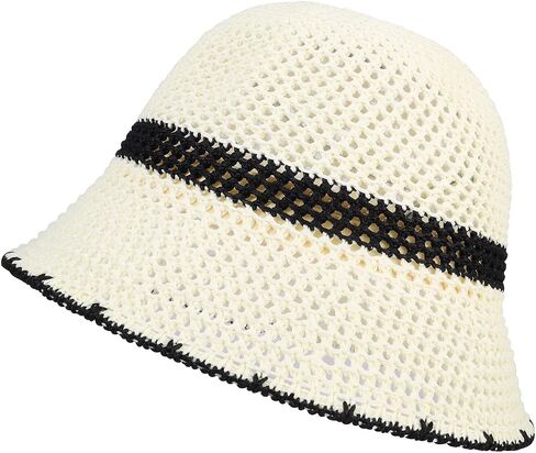 MILAKOO Crochet Bucket Hat for Women Elegant Floppy Hollow Knitted Handmade Hat Summer Breathable Cap in Saudi Arabia