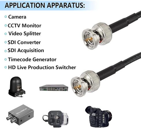 كابل Superbat 3G SDI HD-SDI كابل BNC رفيع وقصير (Belden 1855A) - 2M/6ft - يدعم HD-SDI/3G-SDI/4K/8K، كابل فيديو دقيق SDI (قطعة واحدة) in Saudi Arabia